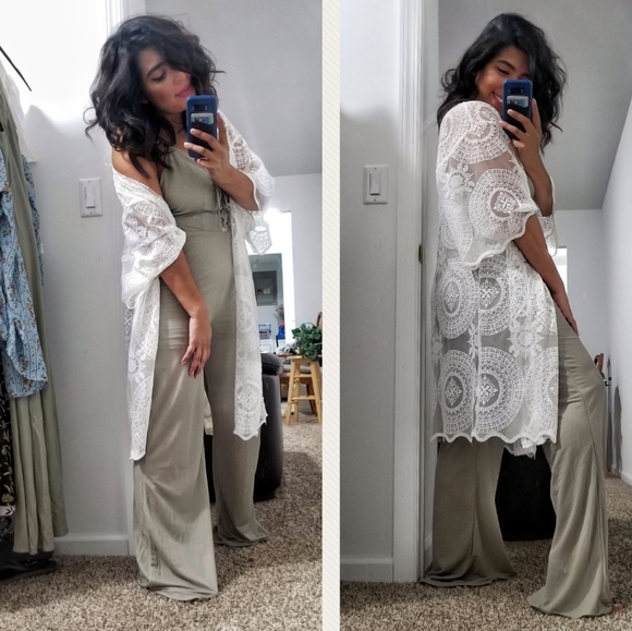 Pants - ALTURA OLIVE GREEN FLARED JUMPSUIT